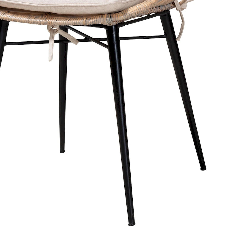 Ensemble de deux chaises en rotin et métal de style bohème moderne