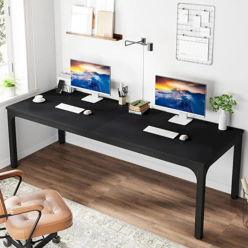 Bureau d'ordinateur extra long de 200 cm, bureau double, grand bureau d'écriture