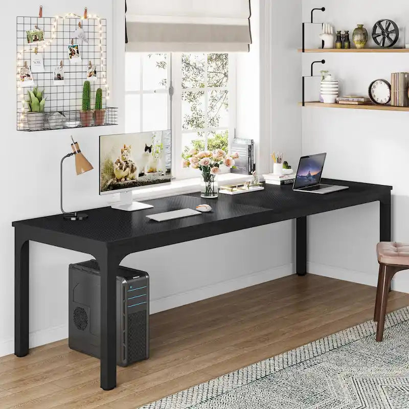 Bureau d'ordinateur extra long de 200 cm, bureau double, grand bureau d'écriture