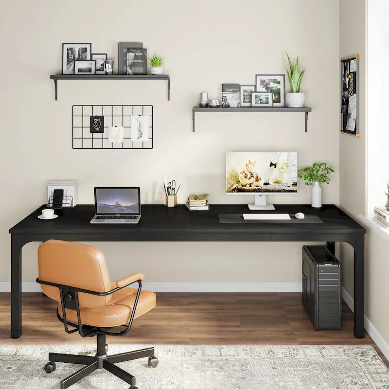 Bureau d'ordinateur extra long de 200 cm, bureau double, grand bureau d'écriture