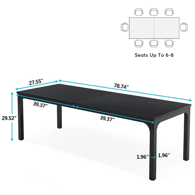 Bureau d'ordinateur extra long de 200 cm, bureau double, grand bureau d'écriture