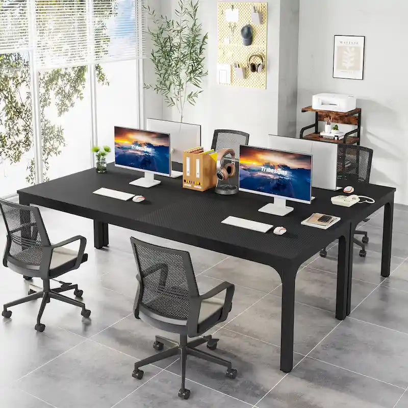 Bureau d'ordinateur extra long de 200 cm, bureau double, grand bureau d'écriture
