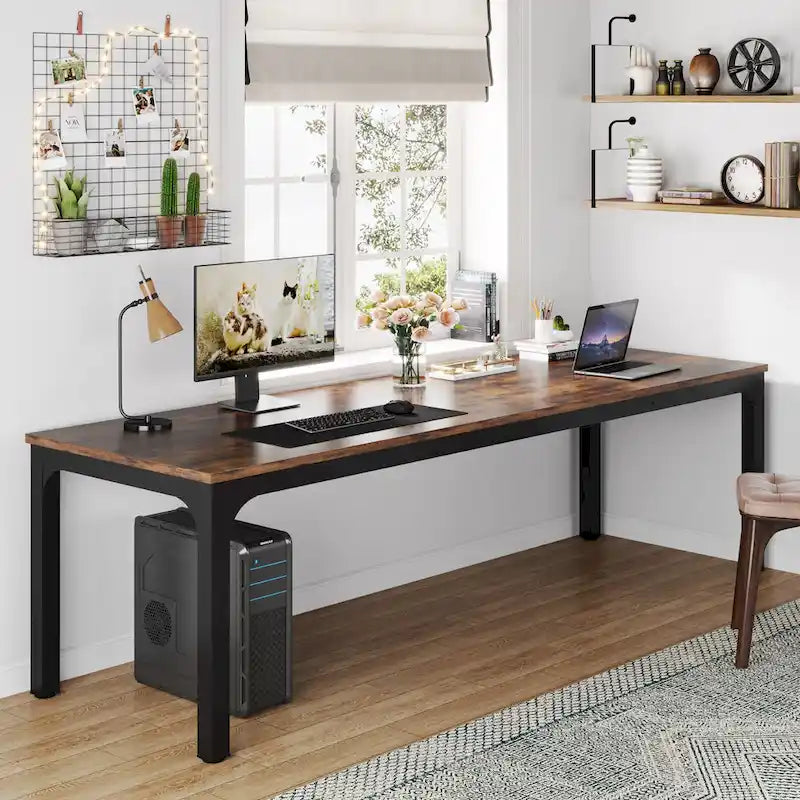 Bureau d'ordinateur extra long de 200 cm, bureau double, grand bureau d'écriture