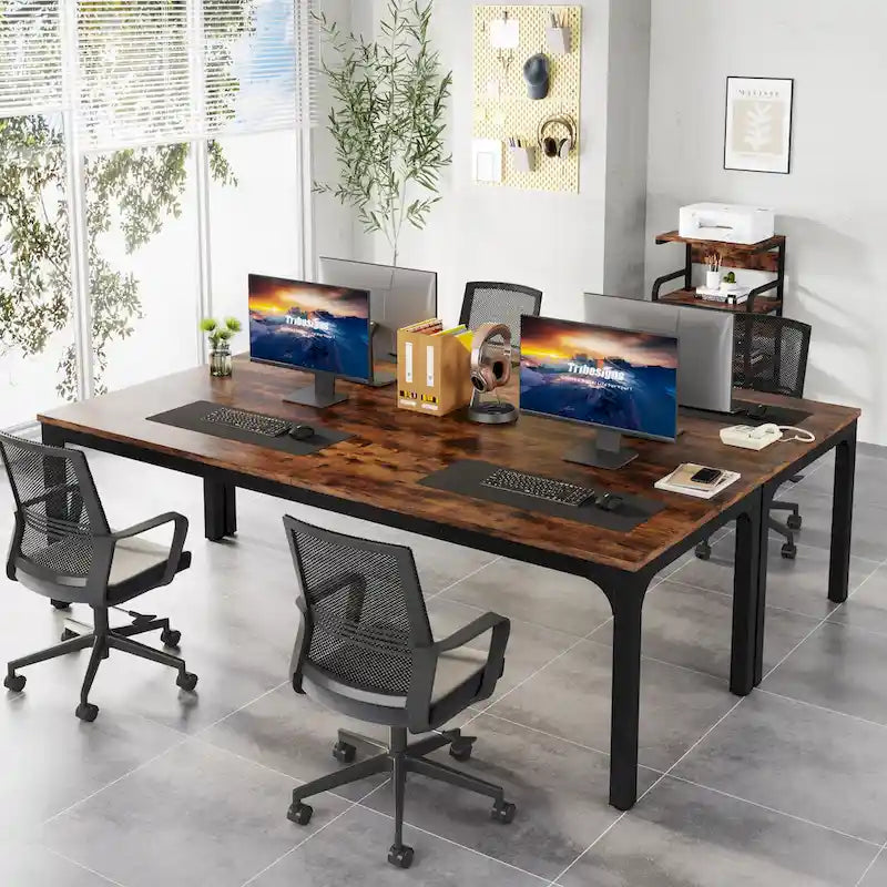 Bureau d'ordinateur extra long de 200 cm, bureau double, grand bureau d'écriture