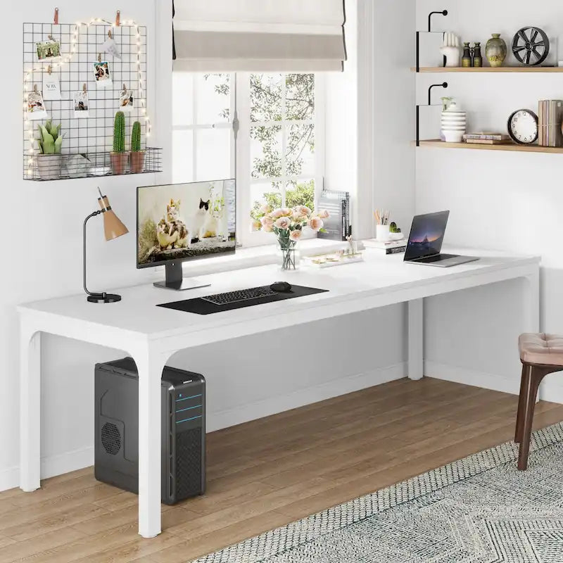 Bureau d'ordinateur extra long de 200 cm, bureau double, grand bureau d'écriture