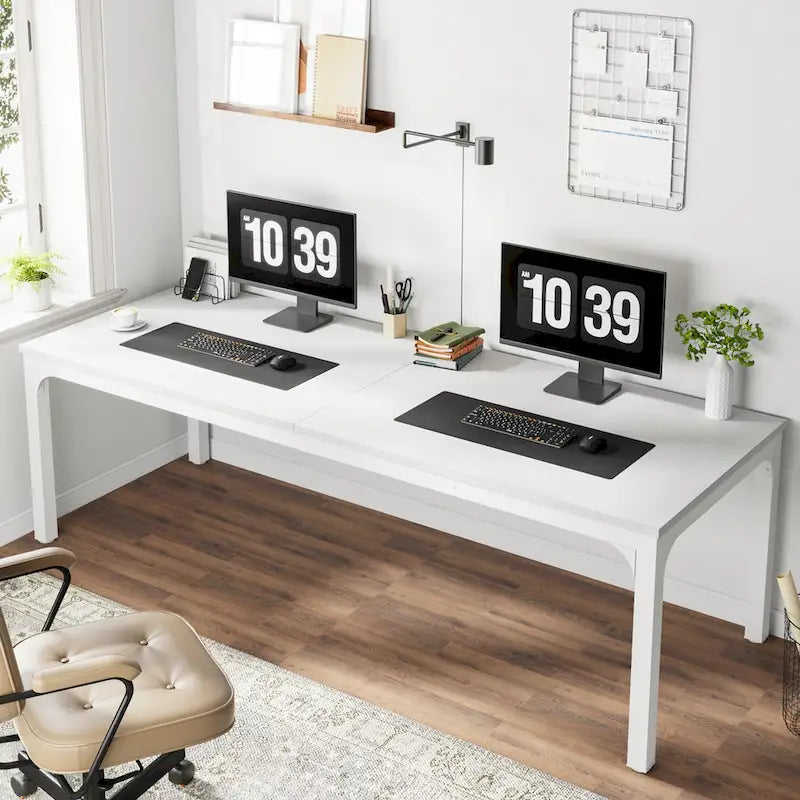Bureau d'ordinateur extra long de 200 cm, bureau double, grand bureau d'écriture