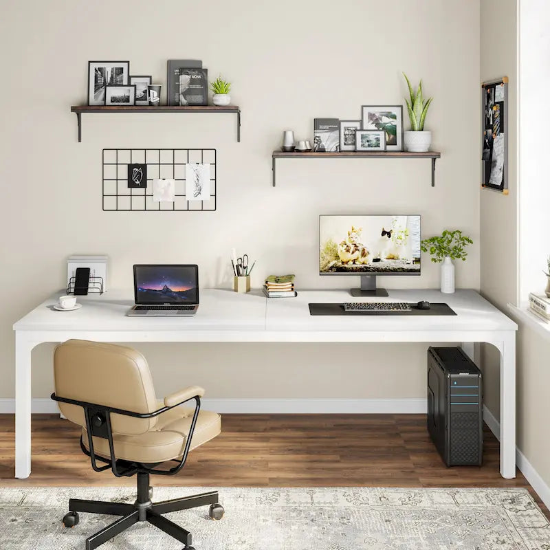 Bureau d'ordinateur extra long de 200 cm, bureau double, grand bureau d'écriture
