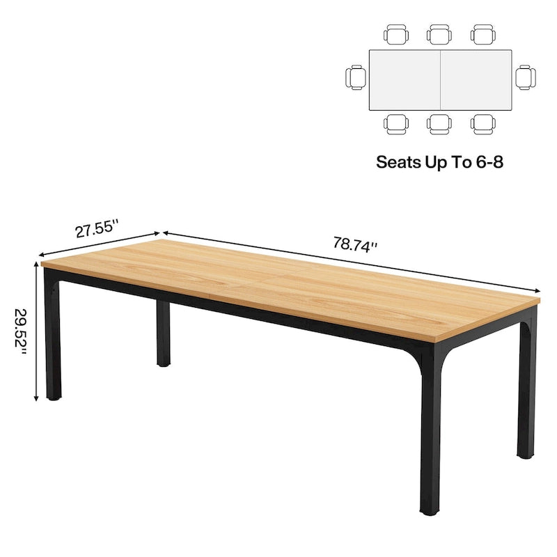Bureau d'ordinateur extra long de 200 cm, bureau double, grand bureau d'écriture