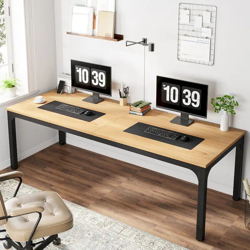 Bureau d'ordinateur extra long de 200 cm, bureau double, grand bureau d'écriture