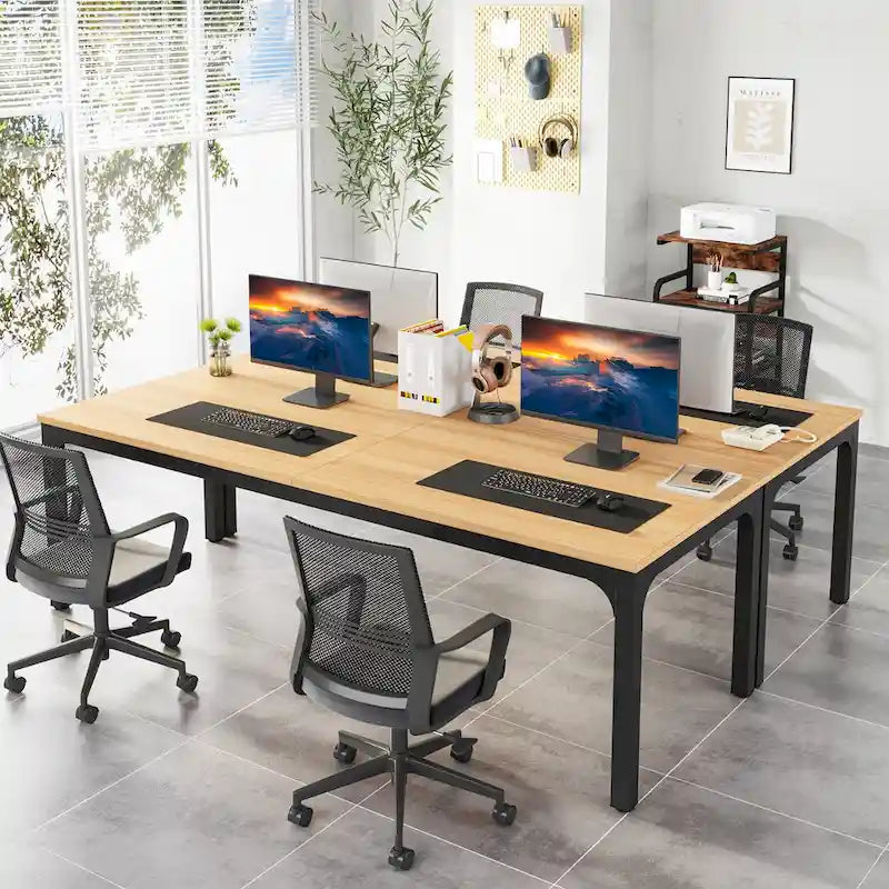 Bureau d'ordinateur extra long de 200 cm, bureau double, grand bureau d'écriture