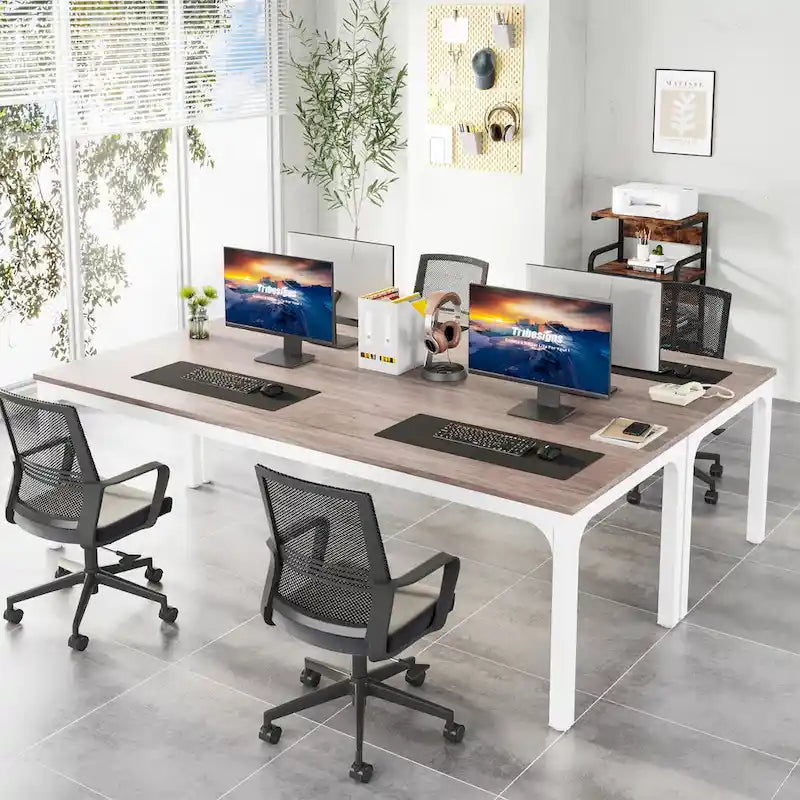 Bureau d'ordinateur extra long de 200 cm, bureau double, grand bureau d'écriture