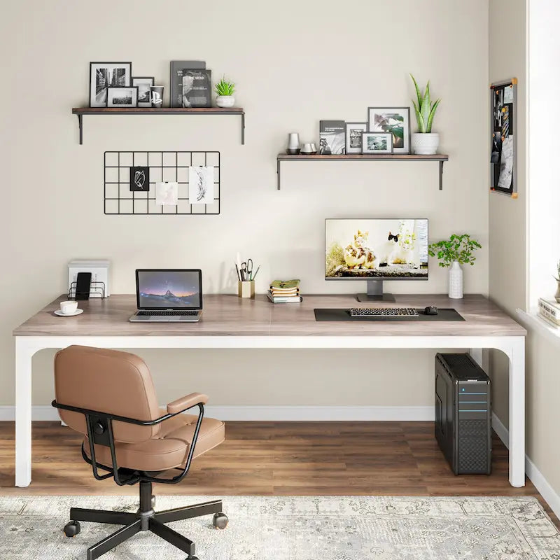 Bureau d'ordinateur extra long de 200 cm, bureau double, grand bureau d'écriture