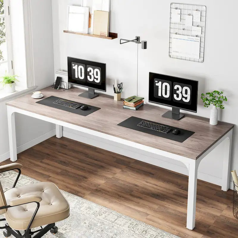 Bureau d'ordinateur extra long de 200 cm, bureau double, grand bureau d'écriture