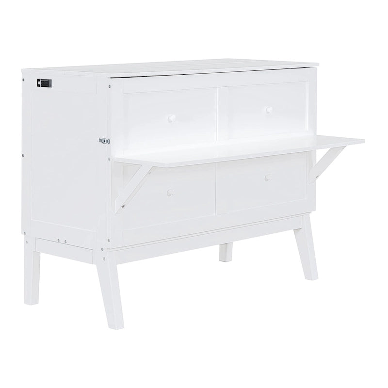 Lit escamotable format double avec bureau et port USB