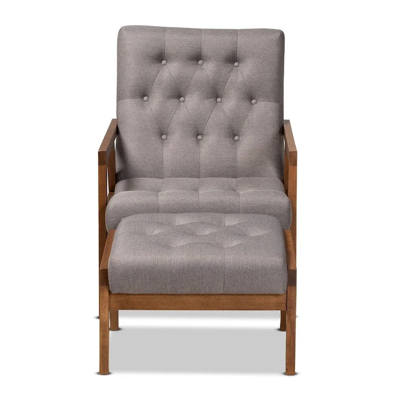 Ensemble fauteuil et repose-pieds rembourrés