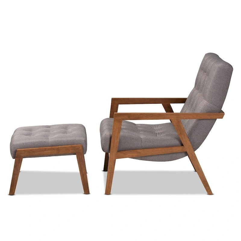 Ensemble fauteuil et repose-pieds rembourrés