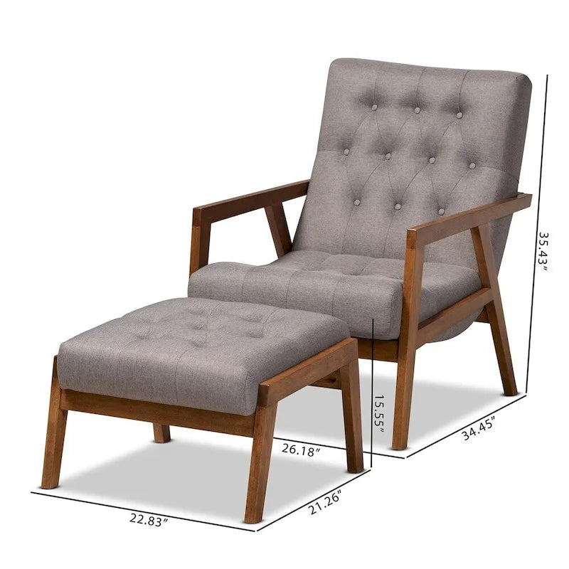 Ensemble fauteuil et repose-pieds rembourrés
