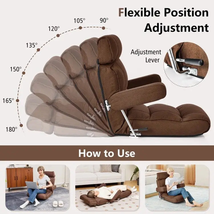 Fauteuil canapé pliant réglable avec dossier inclinable en 6 positions – 80 x 72,4 x 75 cm