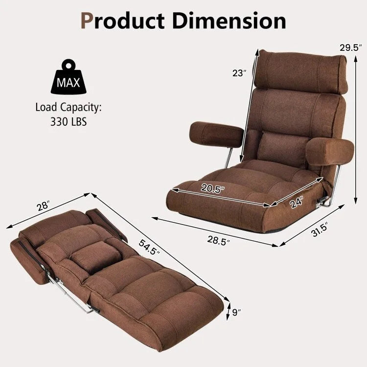 Fauteuil canapé pliant réglable avec dossier inclinable en 6 positions – 80 x 72,4 x 75 cm