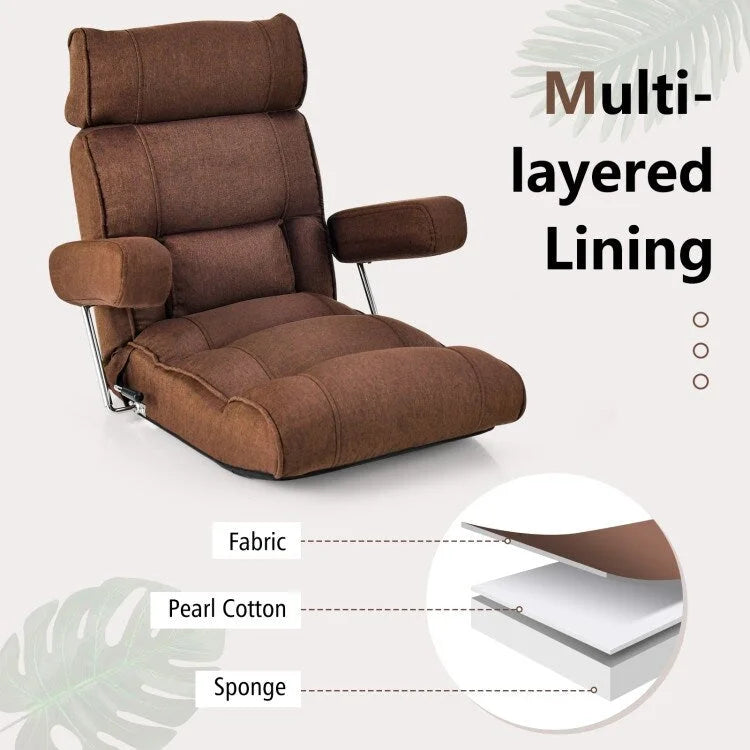 Fauteuil canapé pliant réglable avec dossier inclinable en 6 positions – 80 x 72,4 x 75 cm