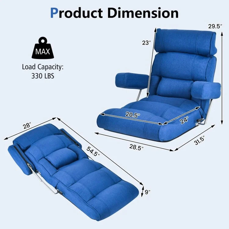 Fauteuil canapé pliant réglable avec dossier inclinable en 6 positions – 80 x 72,4 x 75 cm