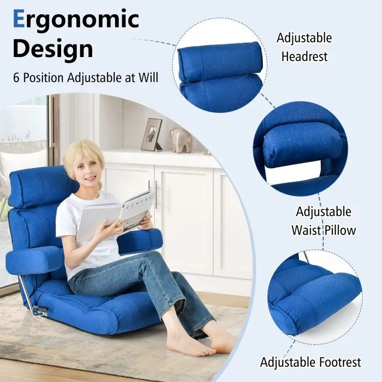 Fauteuil canapé pliant réglable avec dossier inclinable en 6 positions – 80 x 72,4 x 75 cm