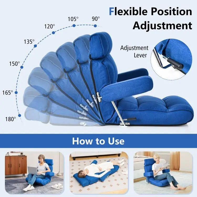 Fauteuil canapé pliant réglable avec dossier inclinable en 6 positions – 80 x 72,4 x 75 cm