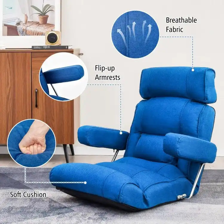 Fauteuil canapé pliant réglable avec dossier inclinable en 6 positions – 80 x 72,4 x 75 cm