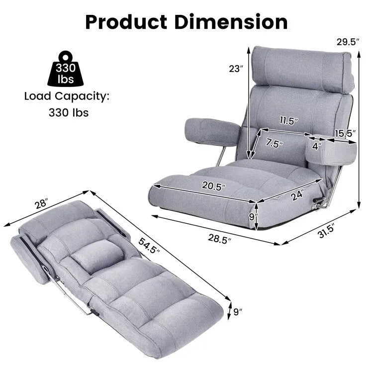 Fauteuil canapé pliant réglable avec dossier inclinable en 6 positions – 80 x 72,4 x 75 cm