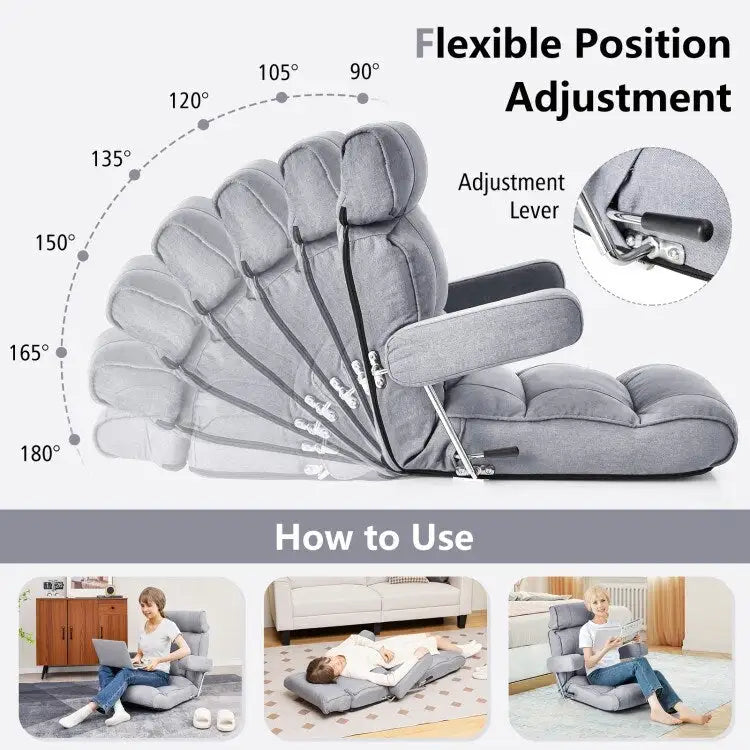 Fauteuil canapé pliant réglable avec dossier inclinable en 6 positions – 80 x 72,4 x 75 cm