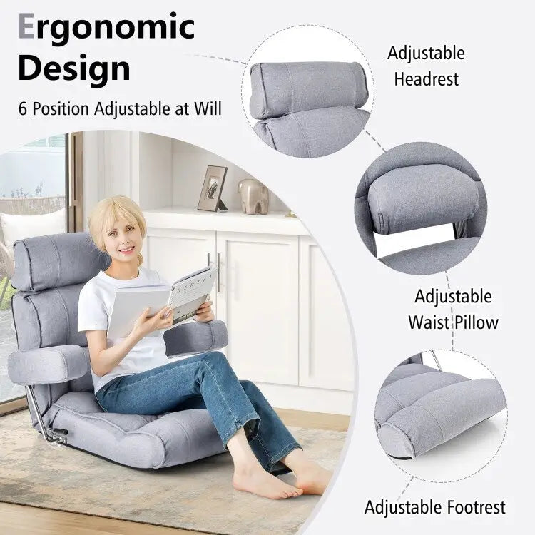 Fauteuil canapé pliant réglable avec dossier inclinable en 6 positions – 80 x 72,4 x 75 cm