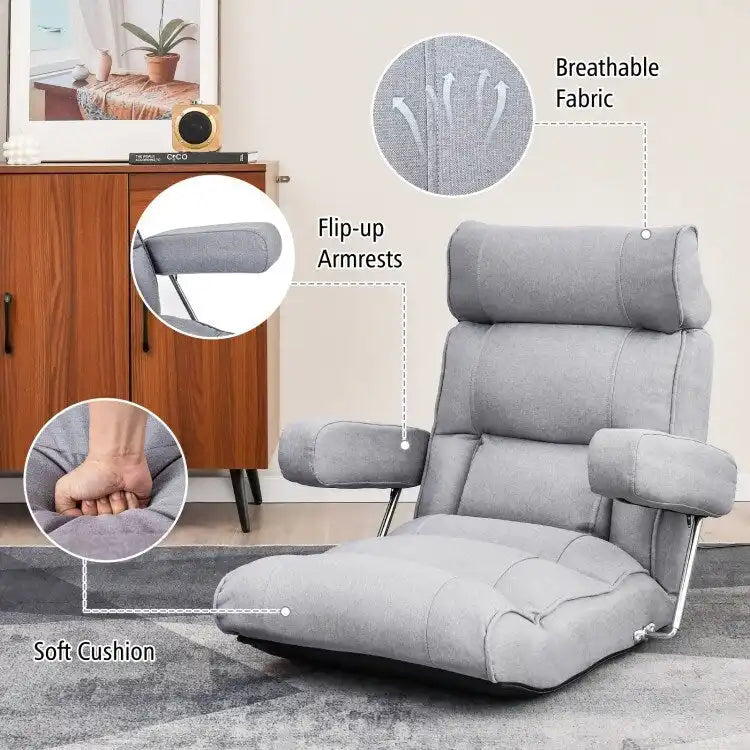 Fauteuil canapé pliant réglable avec dossier inclinable en 6 positions – 80 x 72,4 x 75 cm