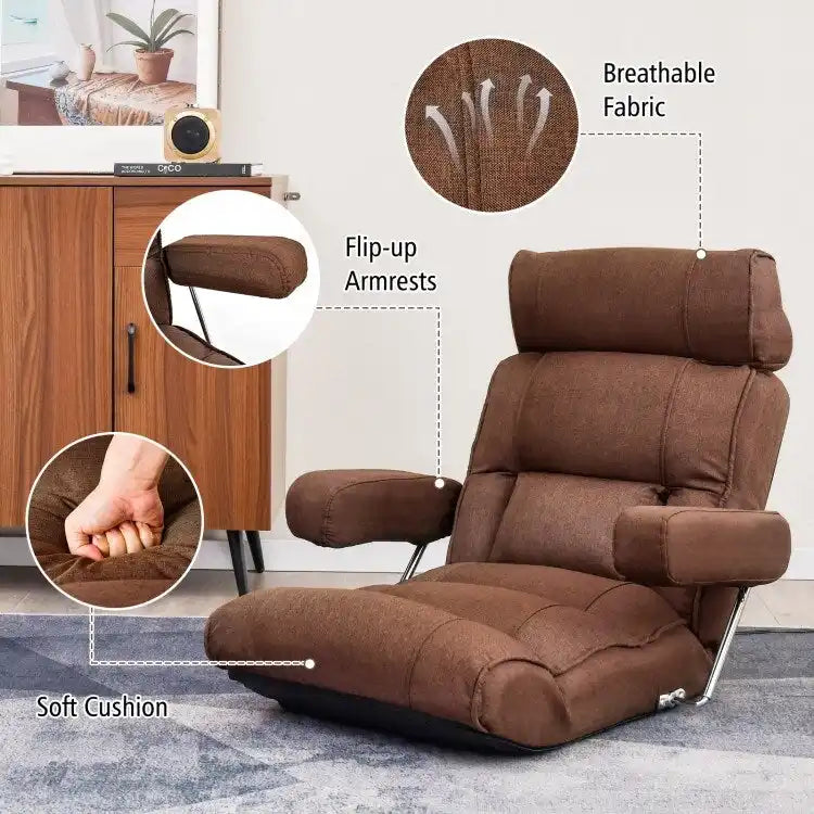 Fauteuil canapé pliant réglable avec dossier inclinable en 6 positions – 80 x 72,4 x 75 cm