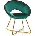 Chaise d'appoint moderne en velours, chaise de coiffeuse rembourrée avec détails dorés - Voir les détails