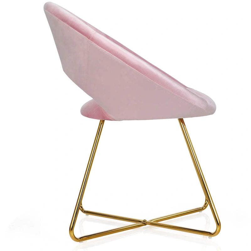 Chaise d'appoint moderne en velours, chaise de coiffeuse rembourrée avec détails dorés - Voir les détails