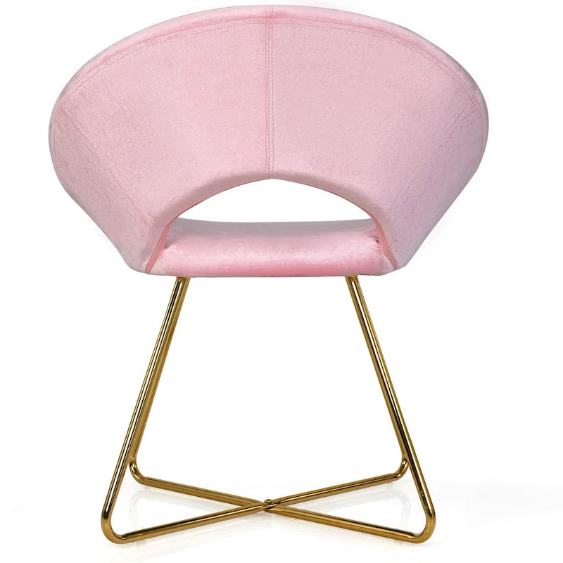 Chaise d'appoint moderne en velours, chaise de coiffeuse rembourrée avec détails dorés - Voir les détails