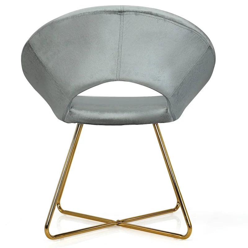 Chaise d'appoint moderne en velours, chaise de coiffeuse rembourrée avec détails dorés - Voir les détails