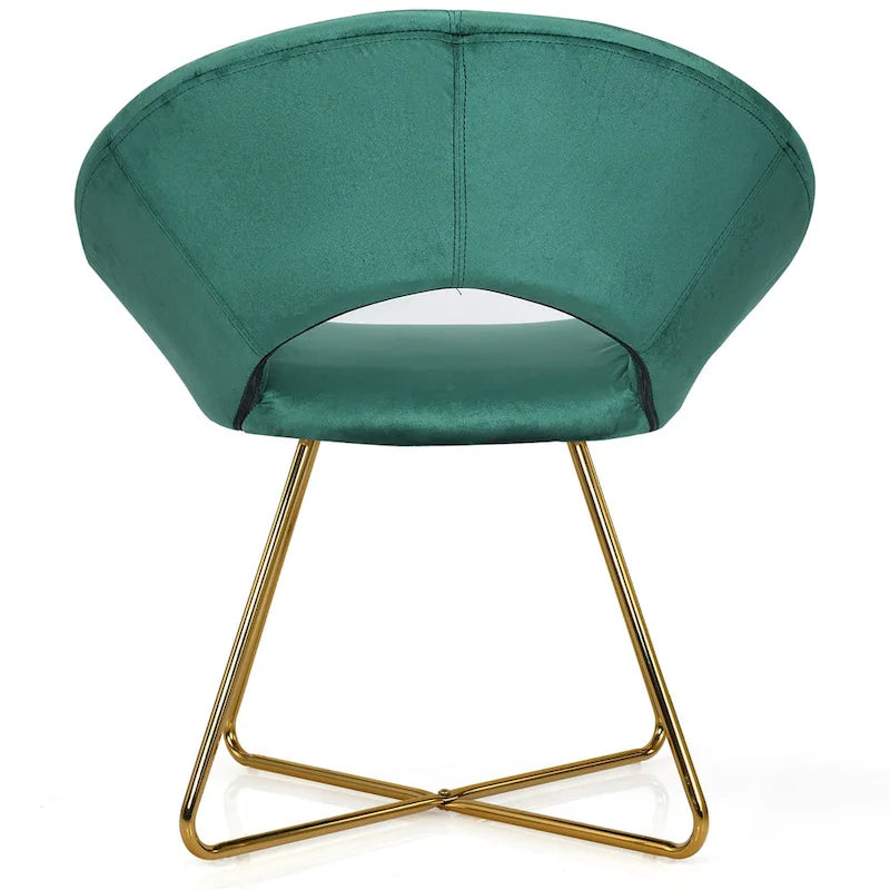 Chaise d'appoint moderne en velours, chaise de coiffeuse rembourrée avec détails dorés - Voir les détails