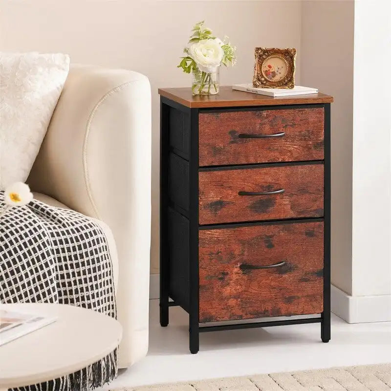 Table de Chevet avec 3 Tiroirs de Rangement