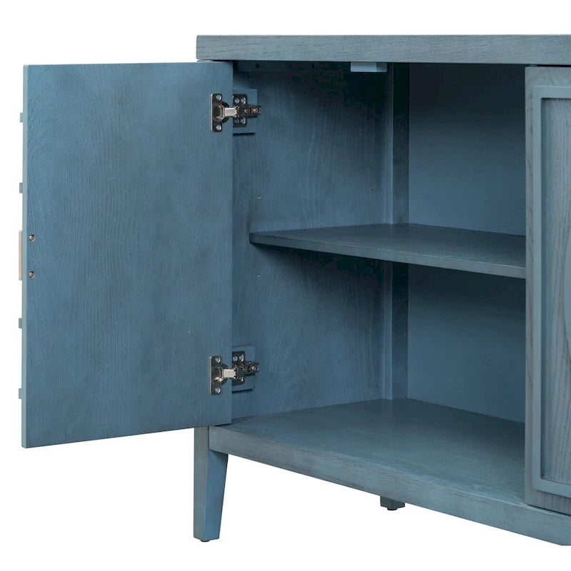 Buffet rétro avec portes et motifs à rainures circulaires - N/A