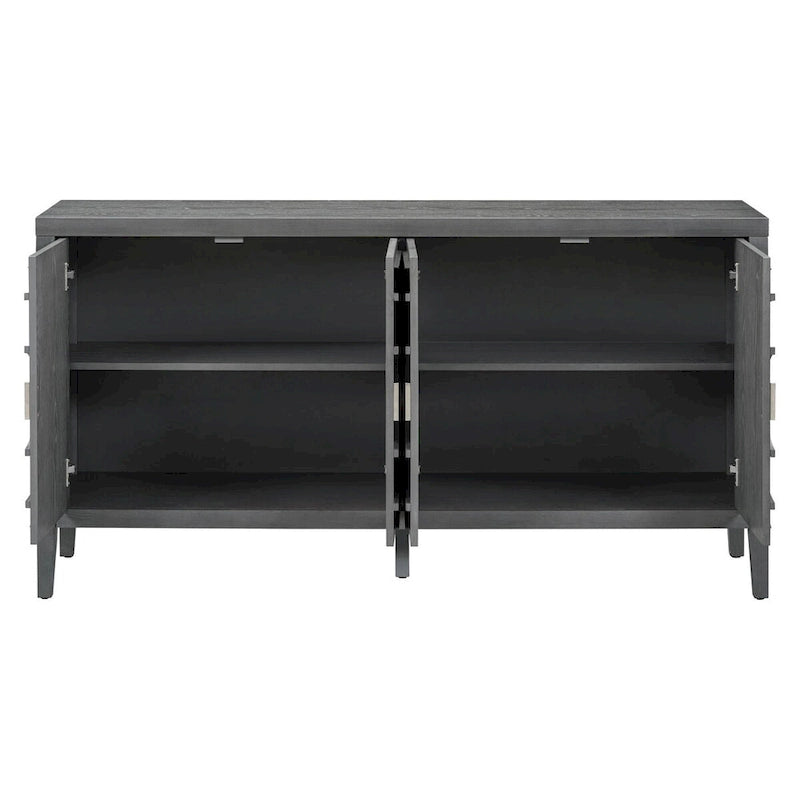 Buffet rétro avec portes et motifs à rainures circulaires - N/A