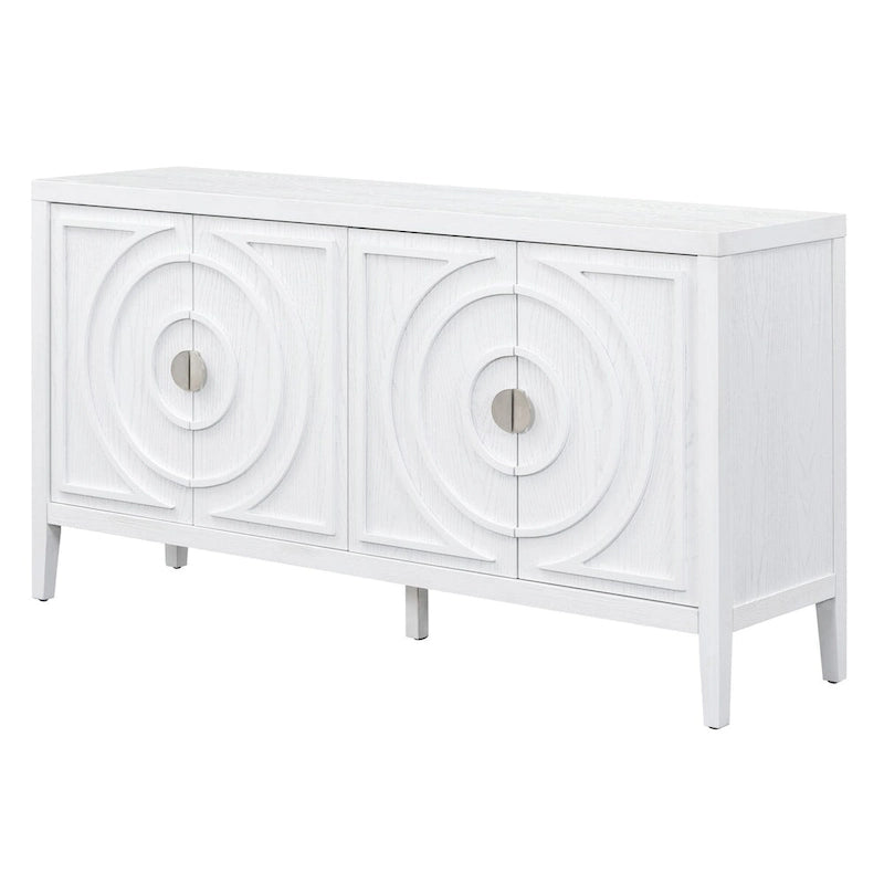 Buffet rétro avec portes et motifs à rainures circulaires - N/A