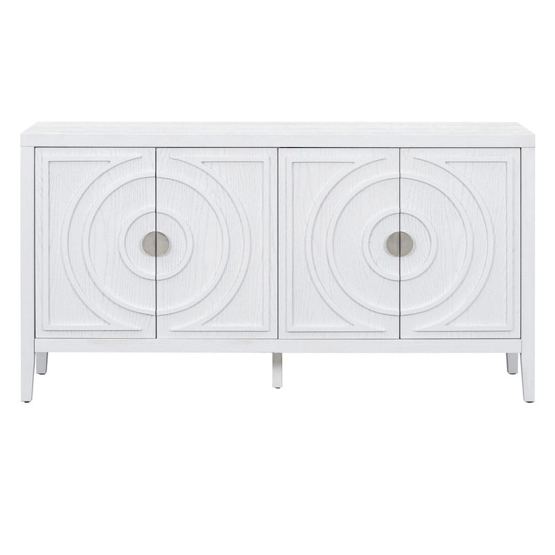 Buffet rétro avec portes et motifs à rainures circulaires - N/A