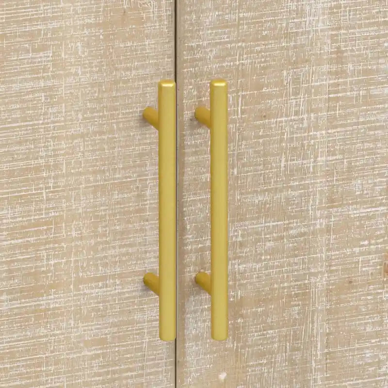 Buffet incurvé rétro minimaliste avec poignées dorées - N/A