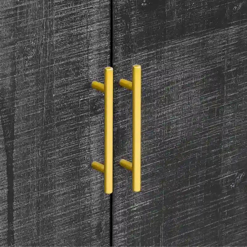 Buffet incurvé rétro minimaliste avec poignées dorées - N/A