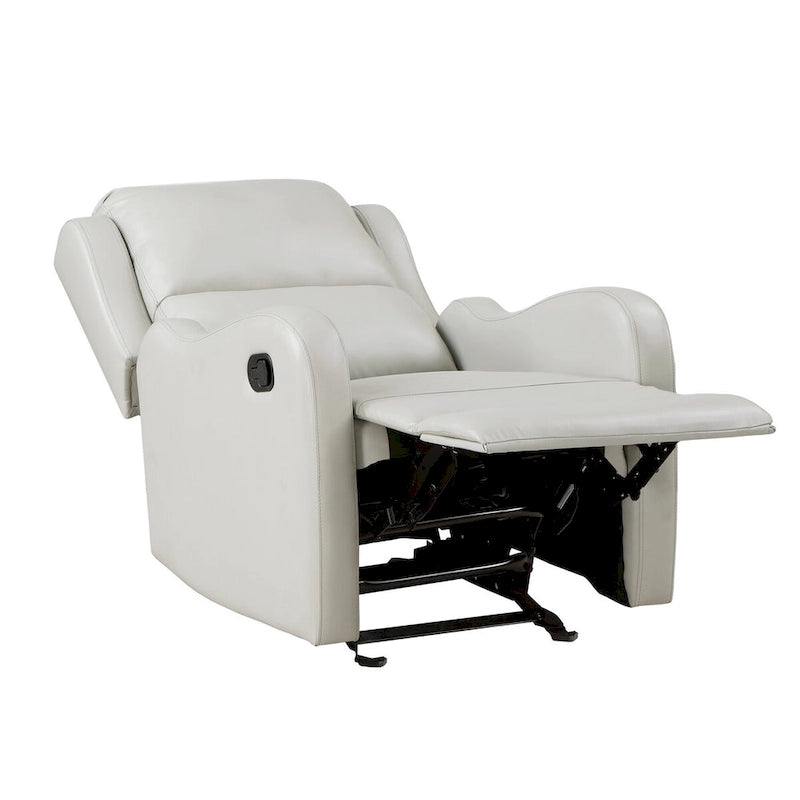 Fauteuil inclinable manuel planeur 39 pouces, en similicuir blanc cassé