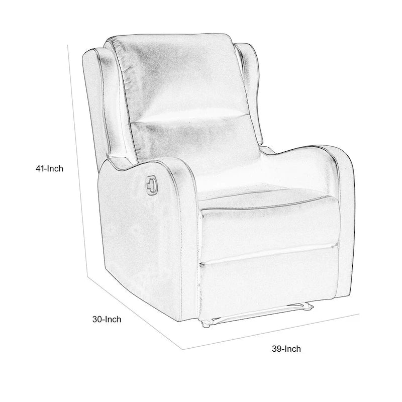 Fauteuil inclinable manuel planeur 39 pouces, en similicuir blanc cassé
