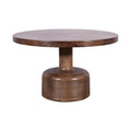 Table basse de 30 pouces, plateau rond et pied piédestal, bois marron naturel