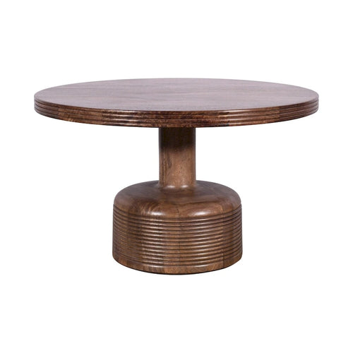 Table basse de 30 pouces, plateau rond et pied piédestal, bois marron naturel