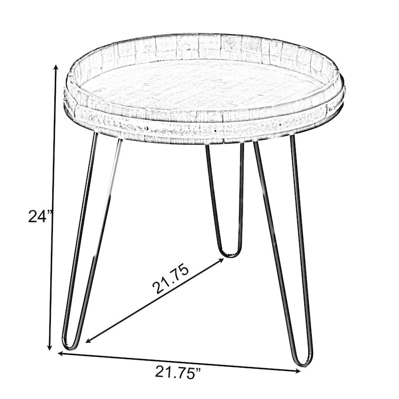 Table d'appoint ou de chevet en tonneau de vin en bois